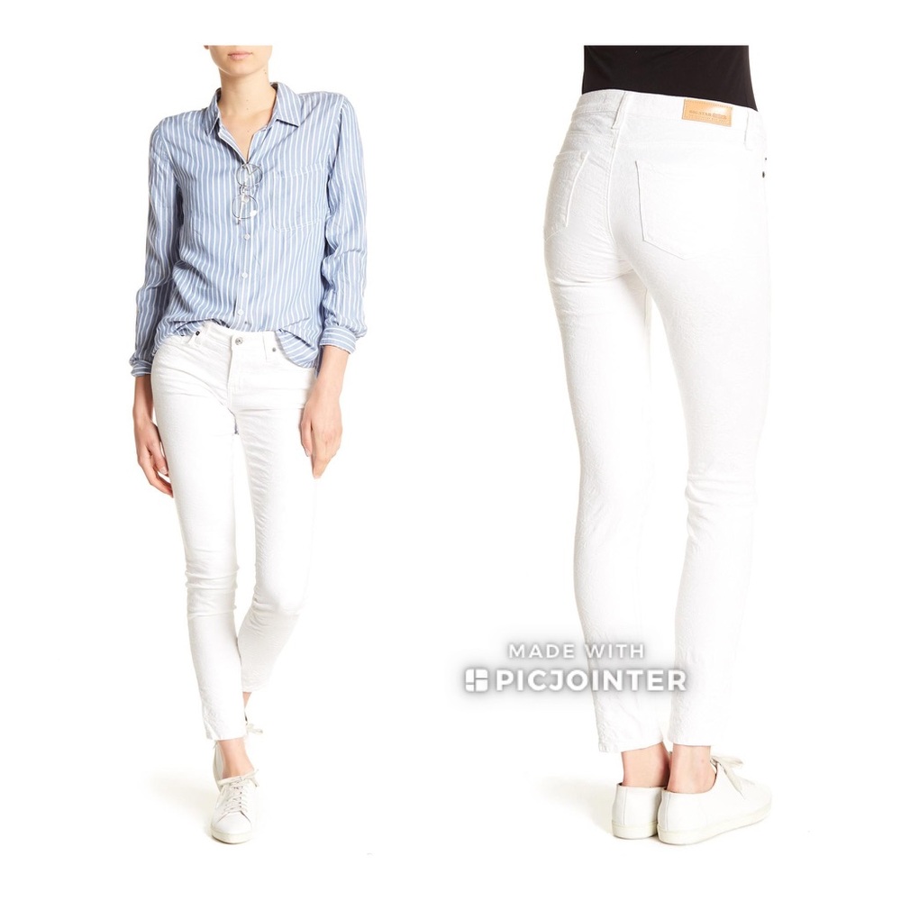 Big Star Alex Mid Rise Skinny White Jacquard 28 Jean Pant Textured